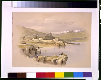 Tabarius (i.e., Tiberias) from the Walls Saffet (i.e., Safed) in the distance April 22nd 1839 / David Roberts, R.A.