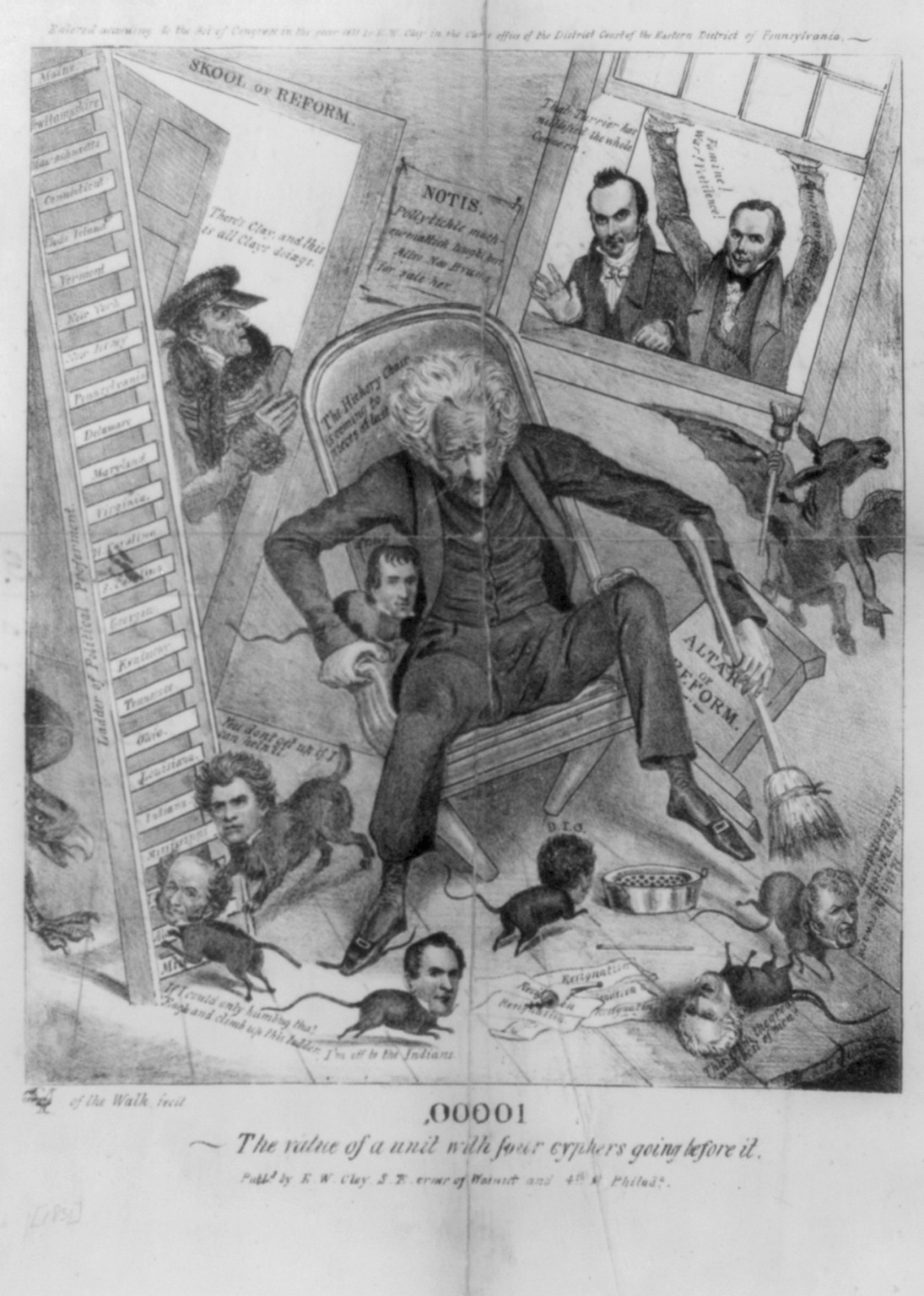 .00001 the value of a unit with four cyphers going before it, Philada. : Publd by E.W. Clay, 1831. — antique lithograph