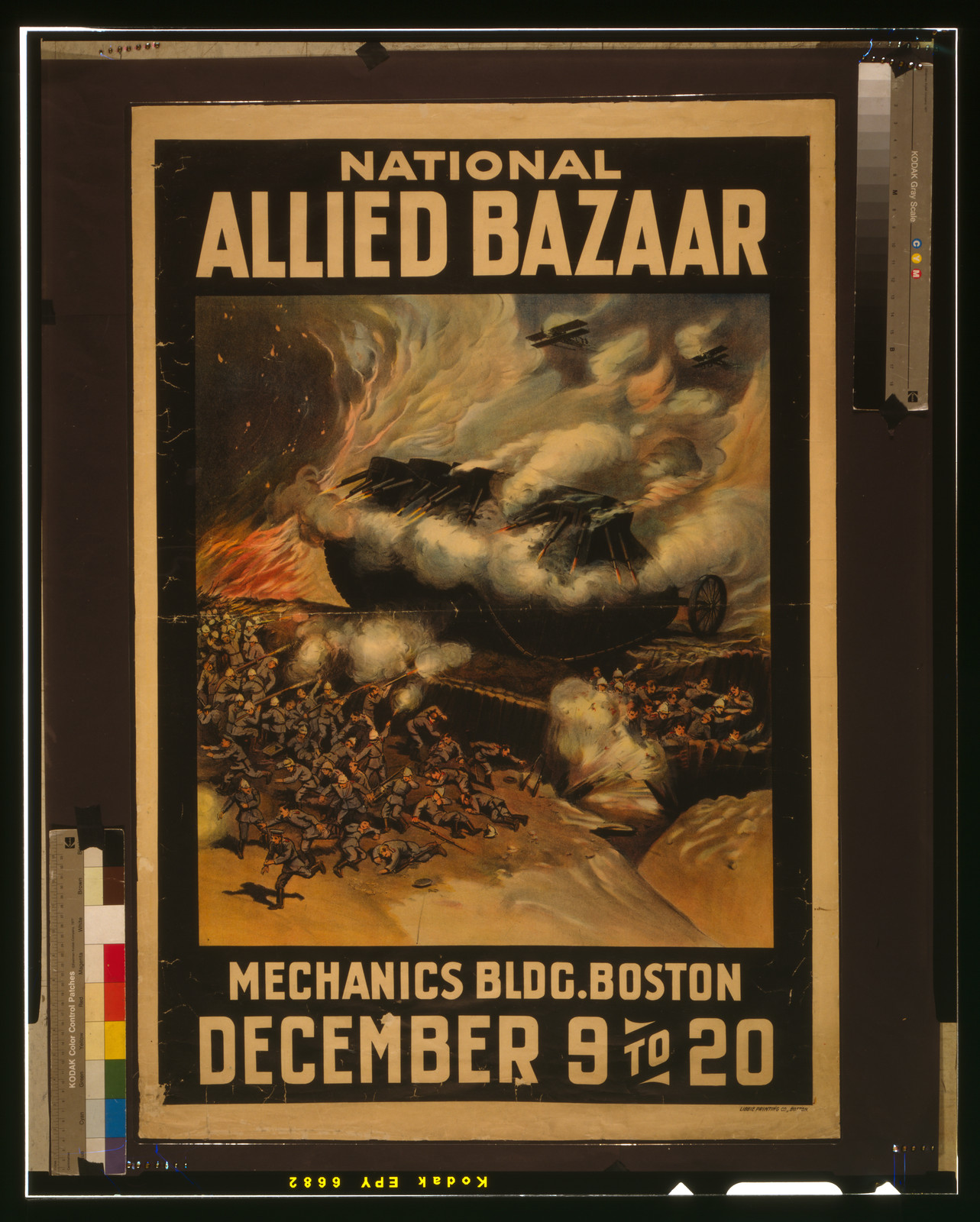 National allied bazaar Mechanics Bldg. Boston December 9 to 20 / Libbie Printing Co. Boston., 1917 — vintage poster