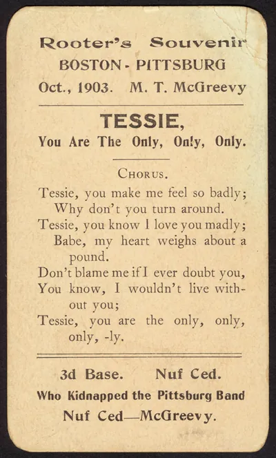 Rooter's Souvenir Boston-Pittsburg Oct. 1903, Tessie chorus card