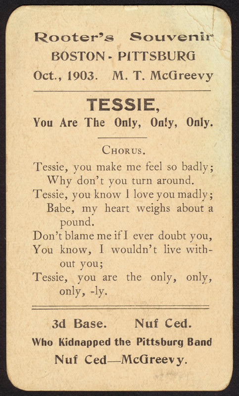 Rooter's Souvenir Boston-Pittsburg Oct. 1903, Tessie chorus card — historic image