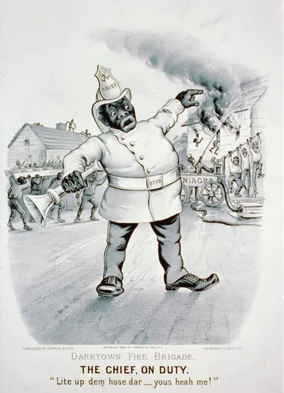 Darktown fire brigade. The chief, on duty: Lite up dem hose dar-yous heah me!""
