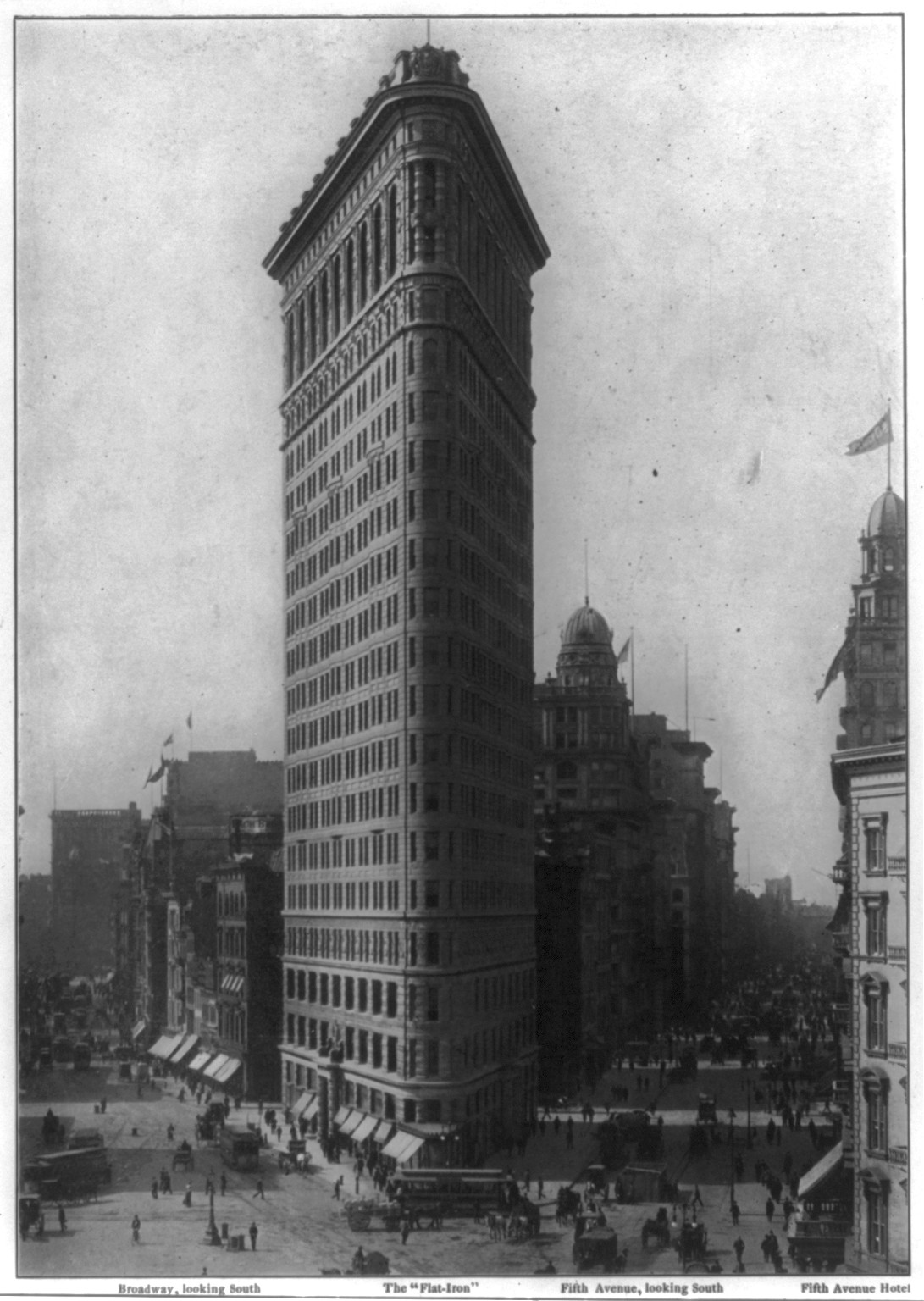The Fuller Bldg., called The Flat-Iron Fifth Avenue, Broadway, 23d and 22d Streets, [looking south, New York City], [ca. 1905] — historic print