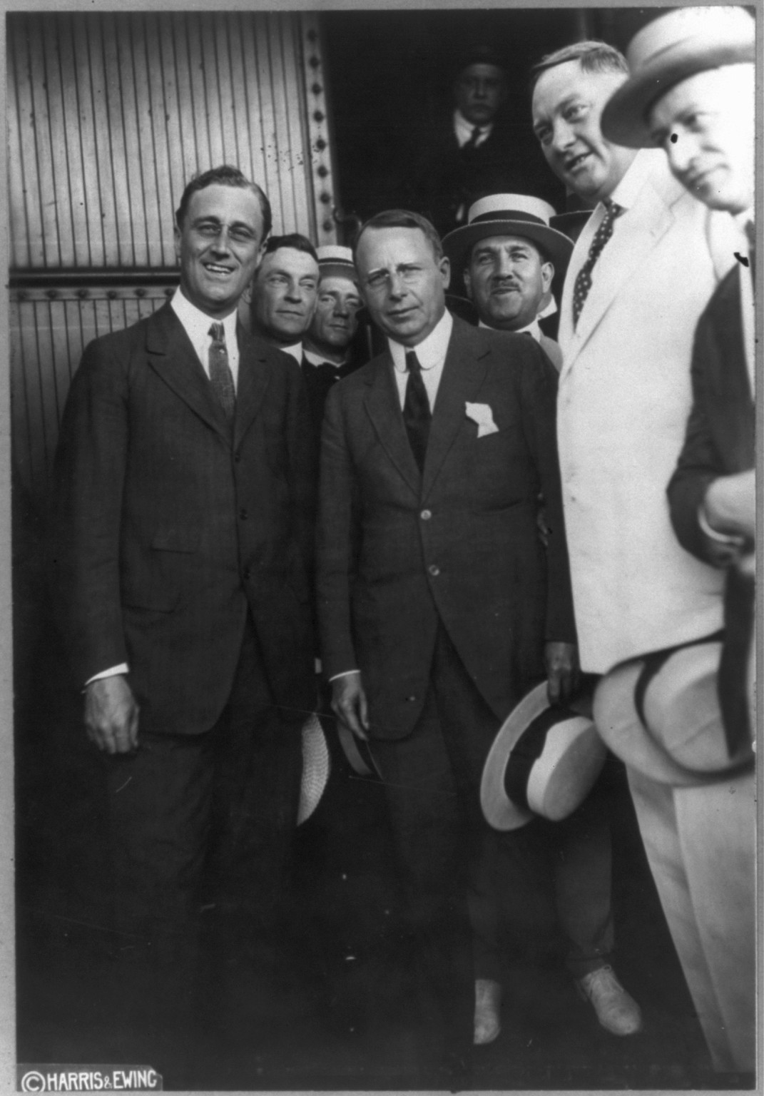 [James M. Cox and Franklin D. Roosevelt in front of train during 1920 Presidential campaign], [1920] — historic photograph