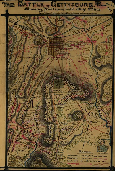 The Battle of Gettysburg, Penna. Showing Positions Held July 2nd 1863
