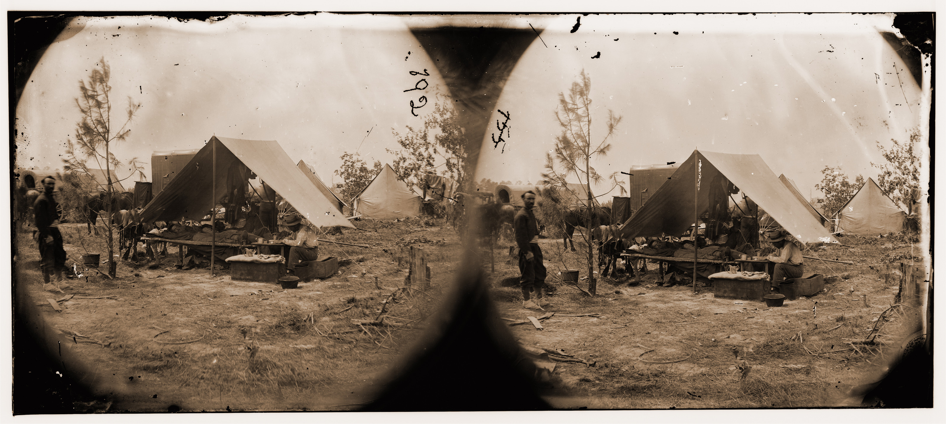 Petersburg Virginia. Photographers resting in camp, 1862 — historic photograph