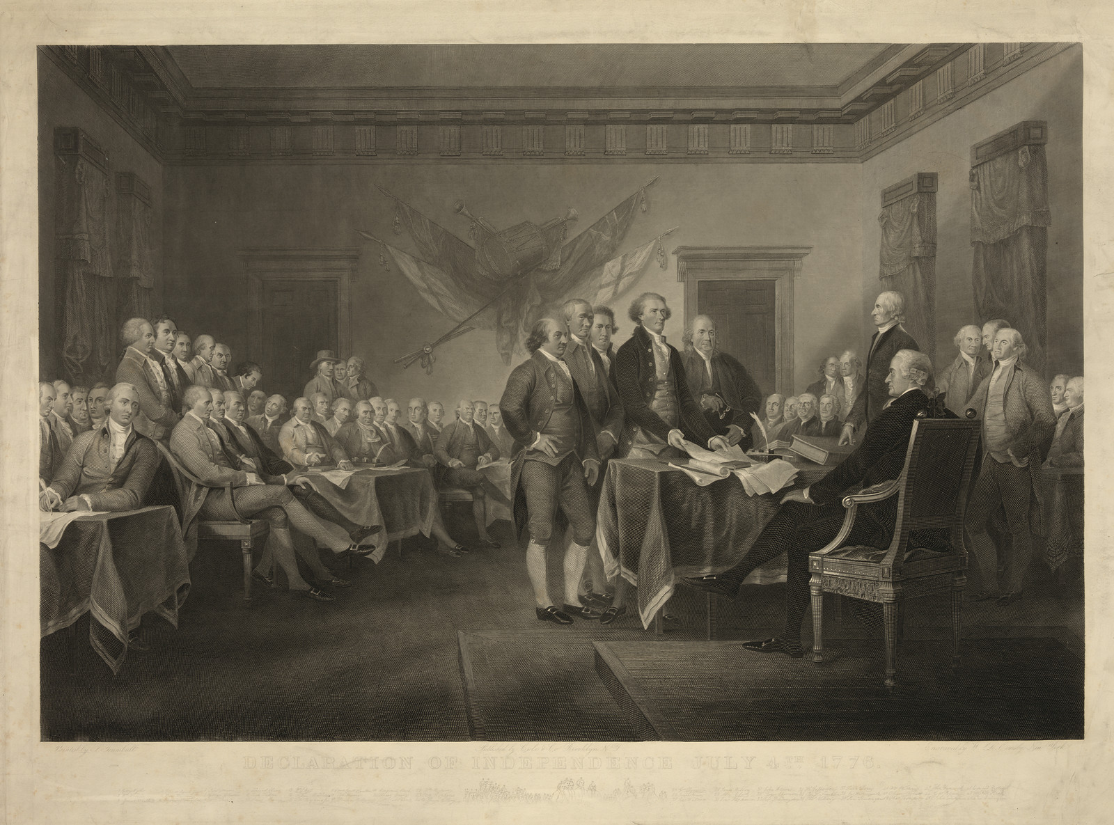 Declaration of Independence: July 4th 1776, c. 1835-1856 — antique lithograph