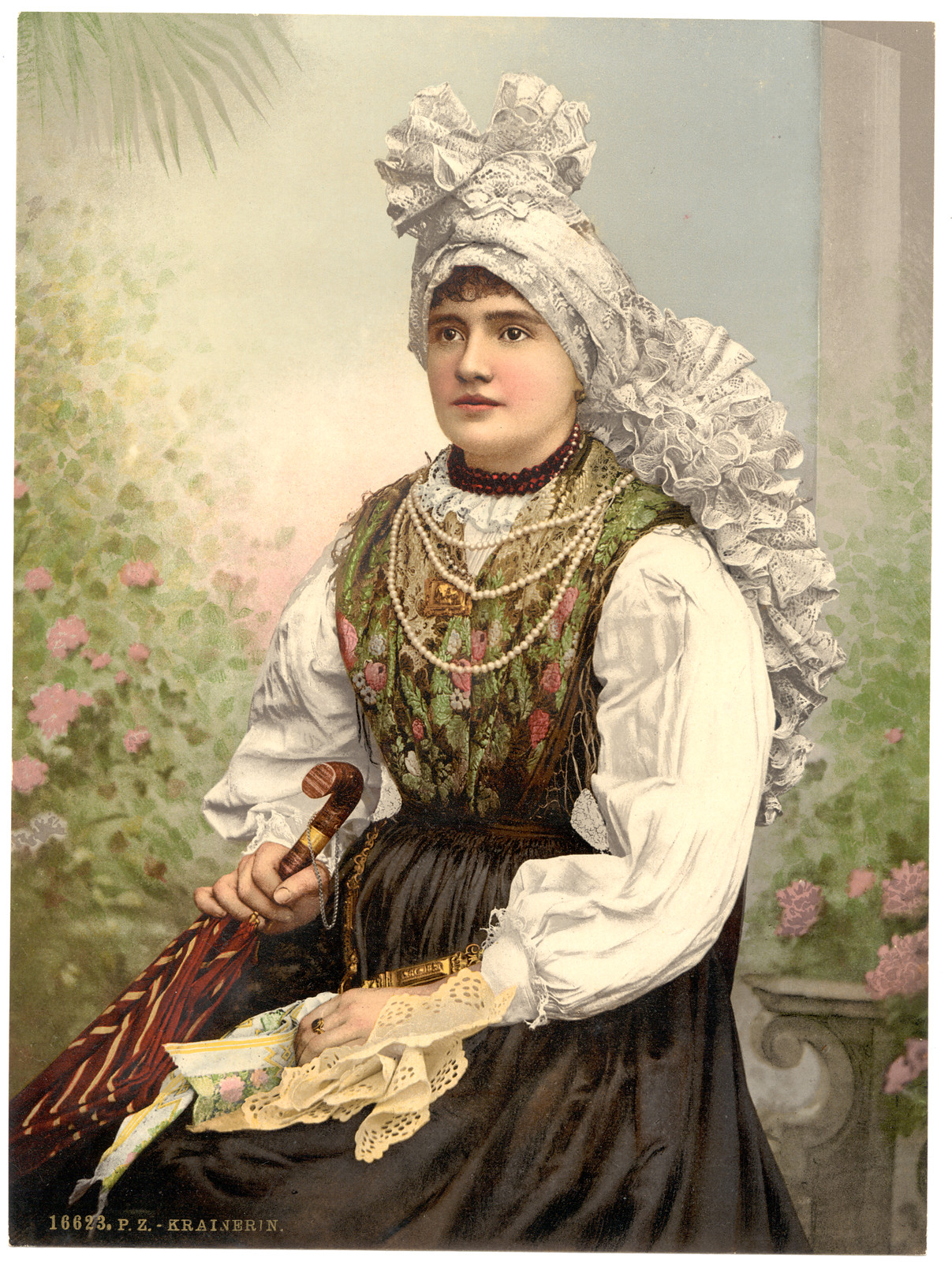 Girls in native costume Carniola Austro-Hungary, [between ca. 1890 and ca. 1900]. — historic print