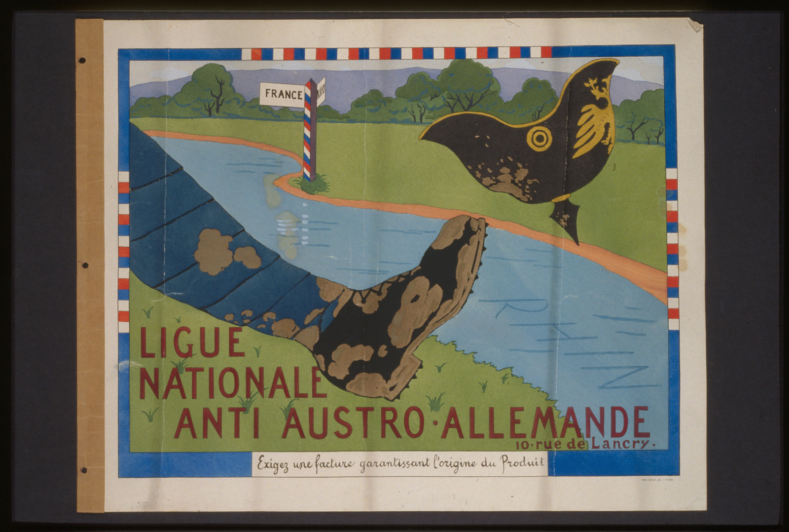 Ligue Nationale anti Austro-Allemande: Exigez une facture garantissant lorigine du produit — vintage poster
