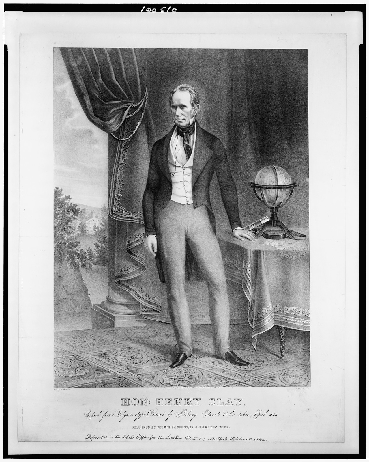 Hon. Henry Clay / lith. of Endicott., New York : Published by George Endicott, c1844. — antique lithograph