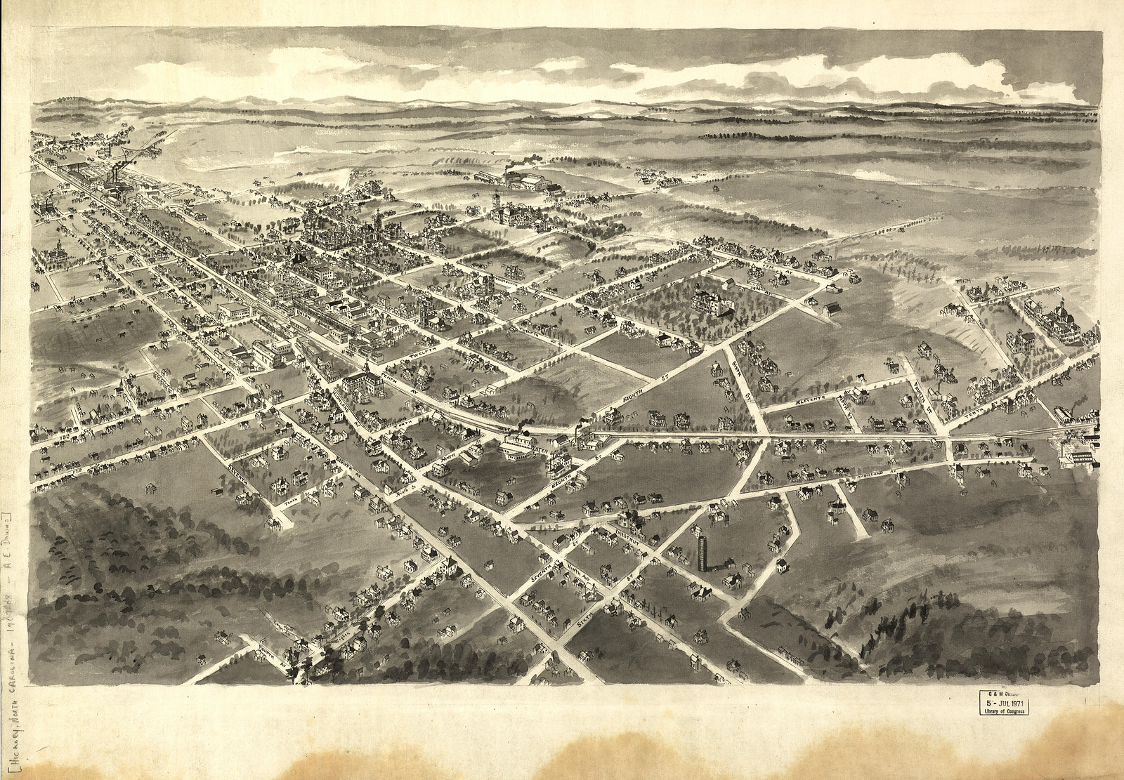 Hickory, North Carolina, 1907, 1907 — antique map
