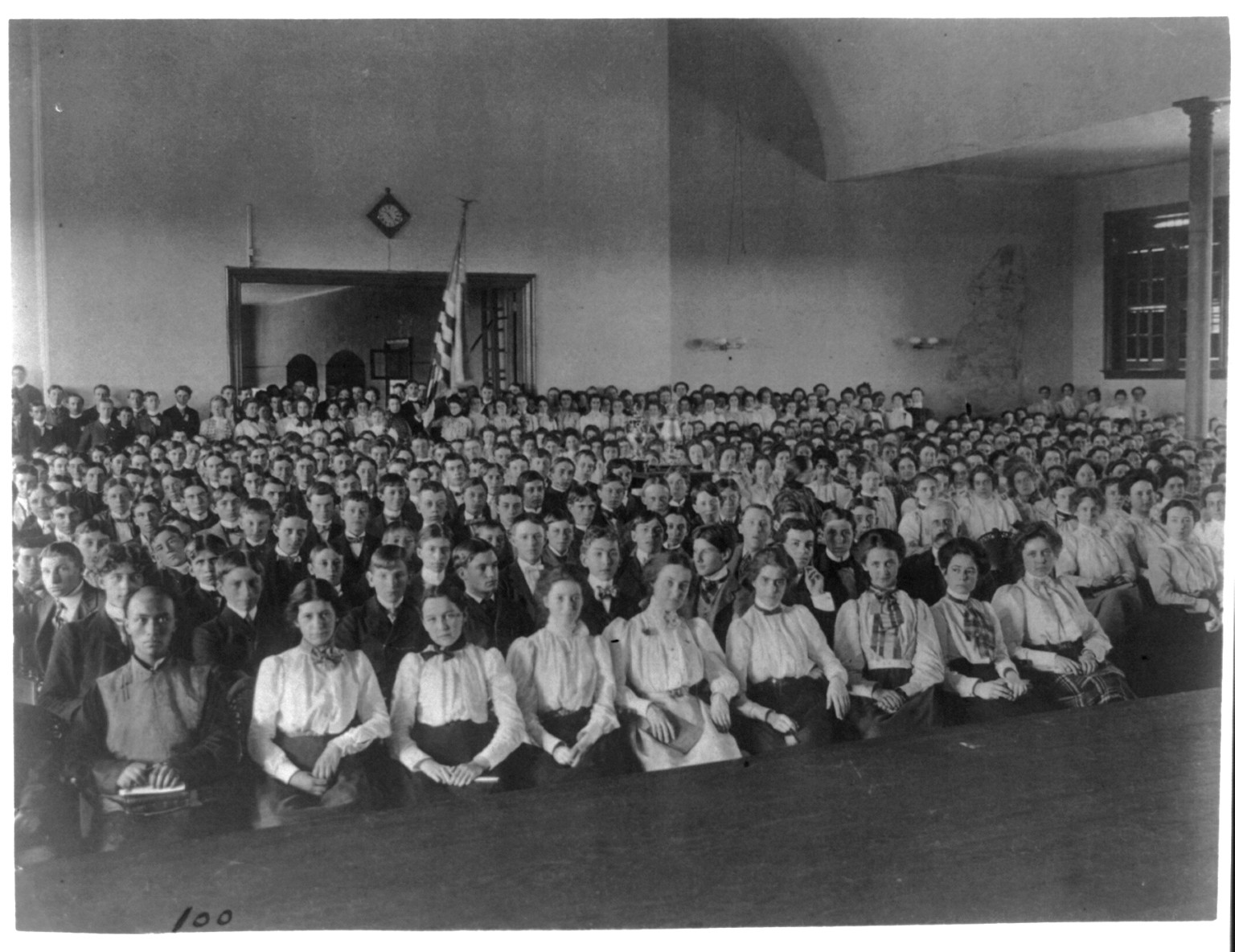 [Classroom scenes in Washington, D.C. public schools - Central High School assembly], [1899?] — historic photograph