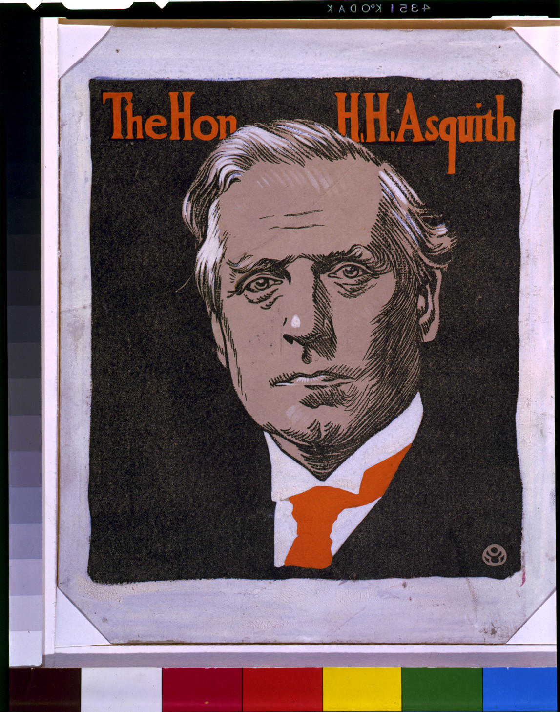 The Hon. H.H. Asquith, portrait poster in orange and black — vintage poster