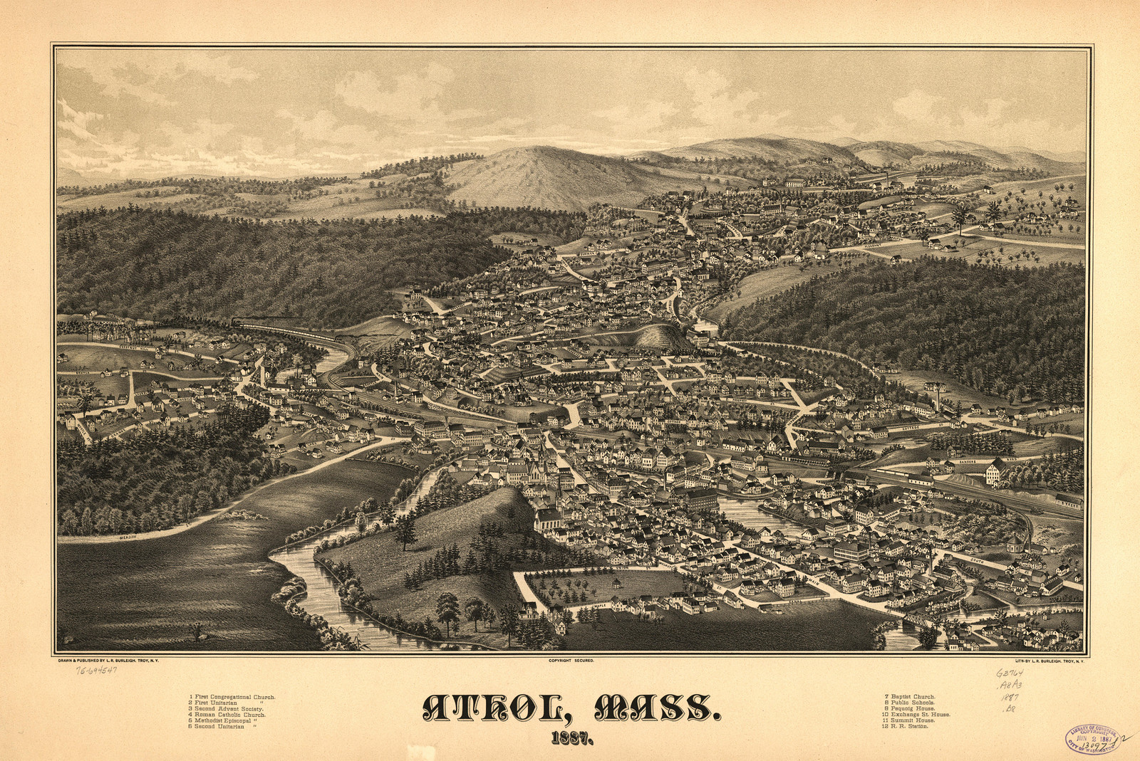 Athol, Massachusetts, 1887, 1887 — antique map