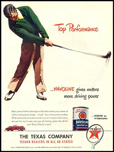 Top Performance Havoline Motor Oil Texaco magazine advertisement