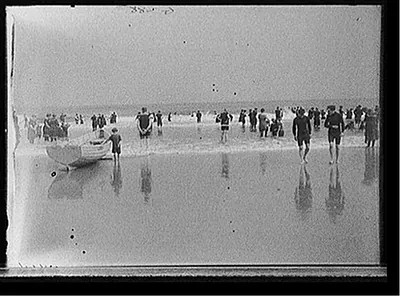 [Boat on beach and bathers, Atlantic City, N.J.]