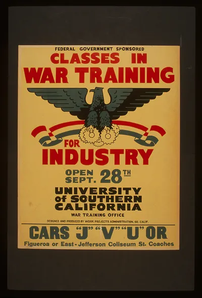 Federal government sponsored classes in war training for industry