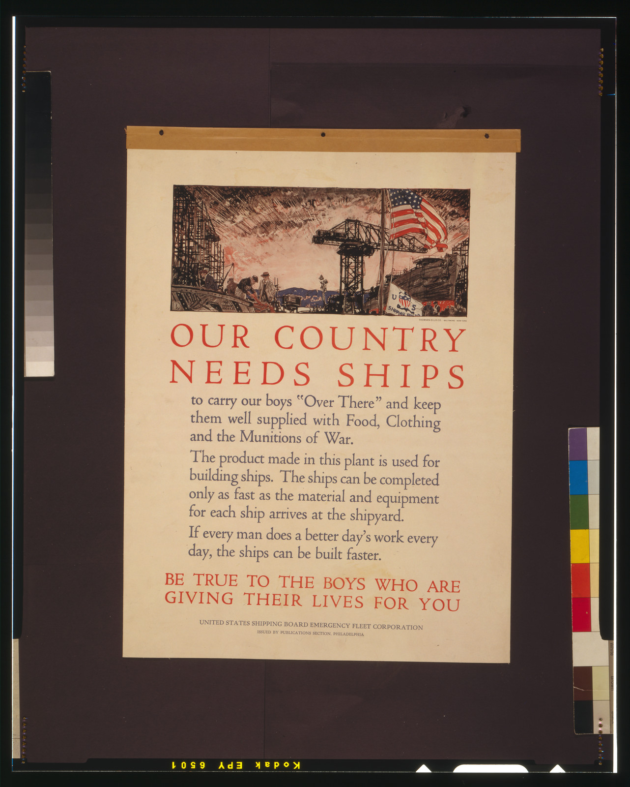 Our country needs ships to carry our boys Over There" and keep them well supplied with food, POS - WWI -US, no. 179 (C size) [P&P] — historic image