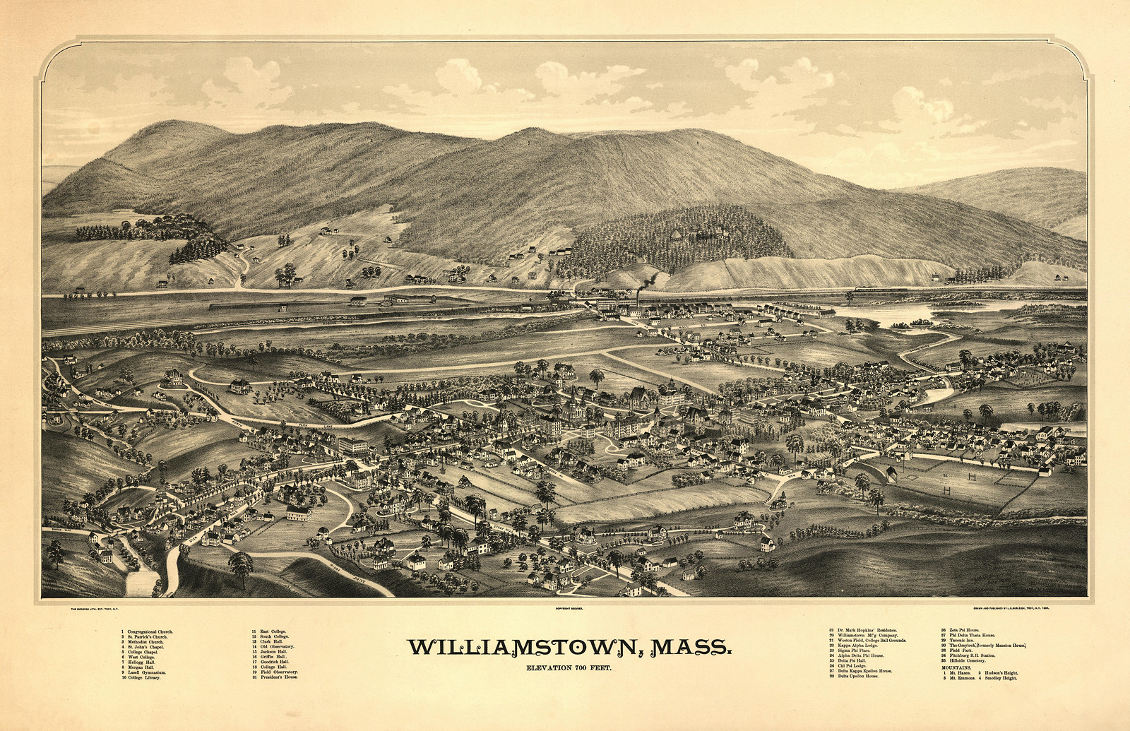 Williamstown, Massachusetts, 1889, 1889 — antique map