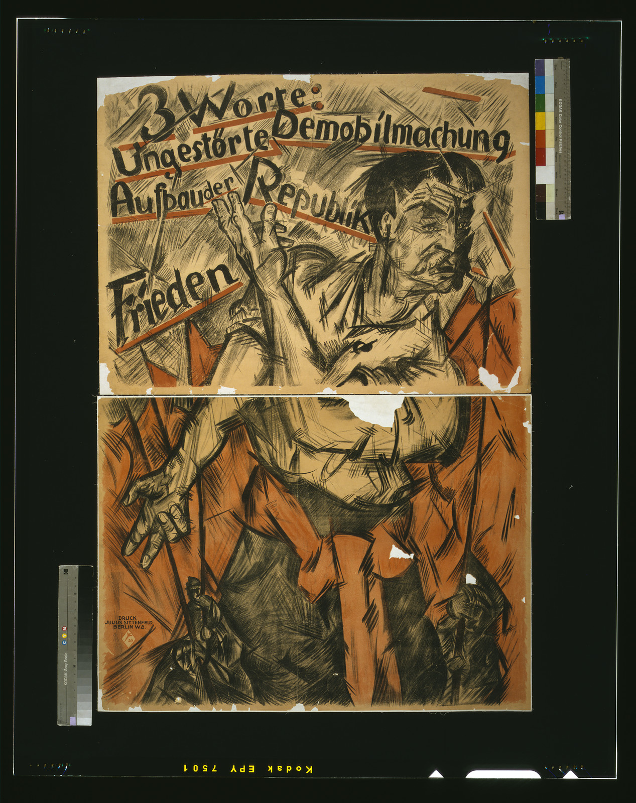 3 Worte: ungestoumlrte Demobilmachung Aufbau der Republic Frieden, 1919 — vintage poster