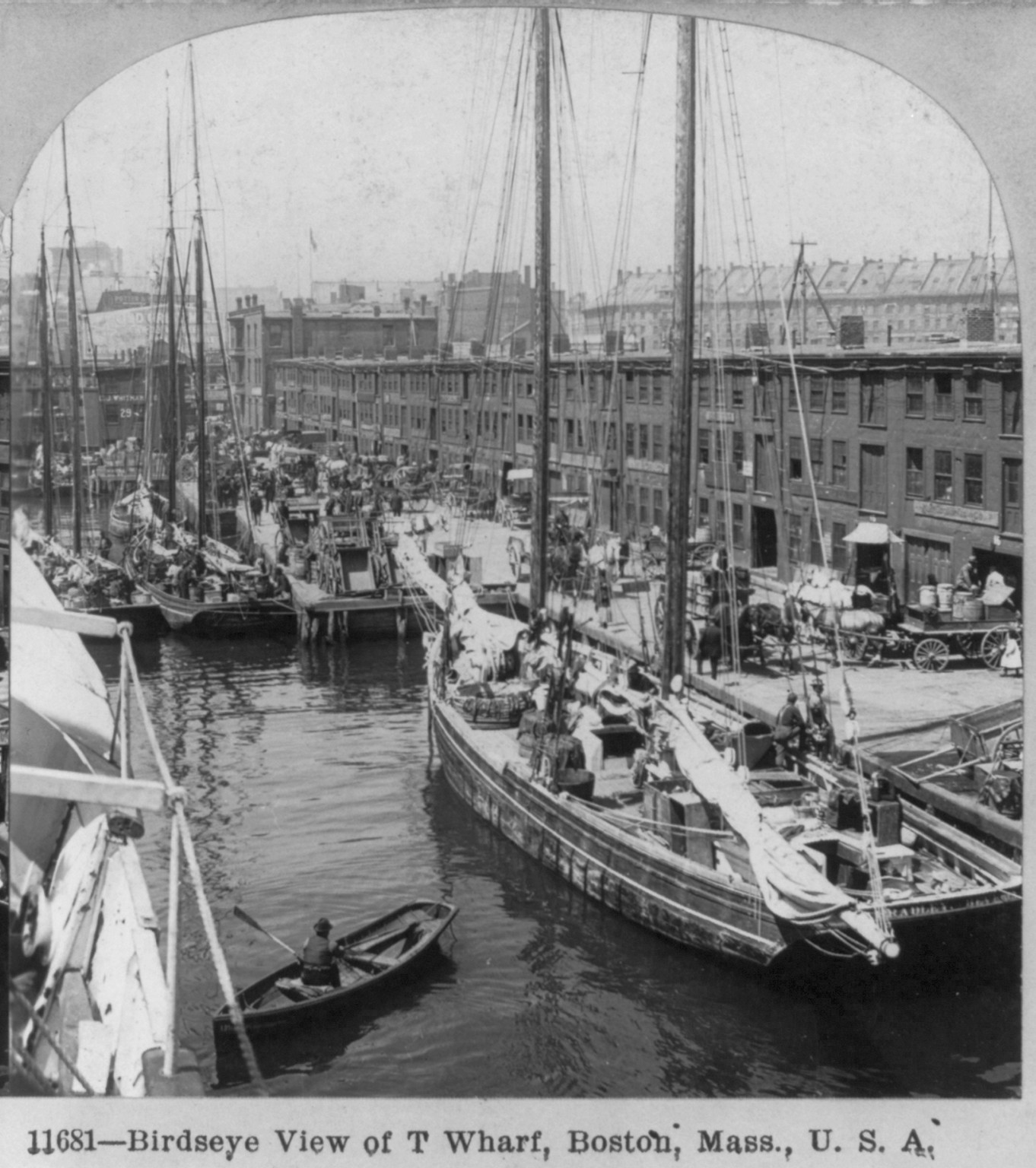 Bird's-eye view of T Wharf, Boston, Mass., c1901. — historic photograph