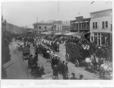 [Nevada - Goldfield - Circus parade down main street]