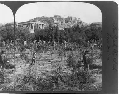 The beautifully preserved Theseion with distant Acropolis, Athens, Greece
