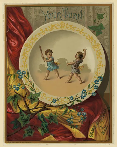 Your Turn" chromolithograph of two boys on a plate