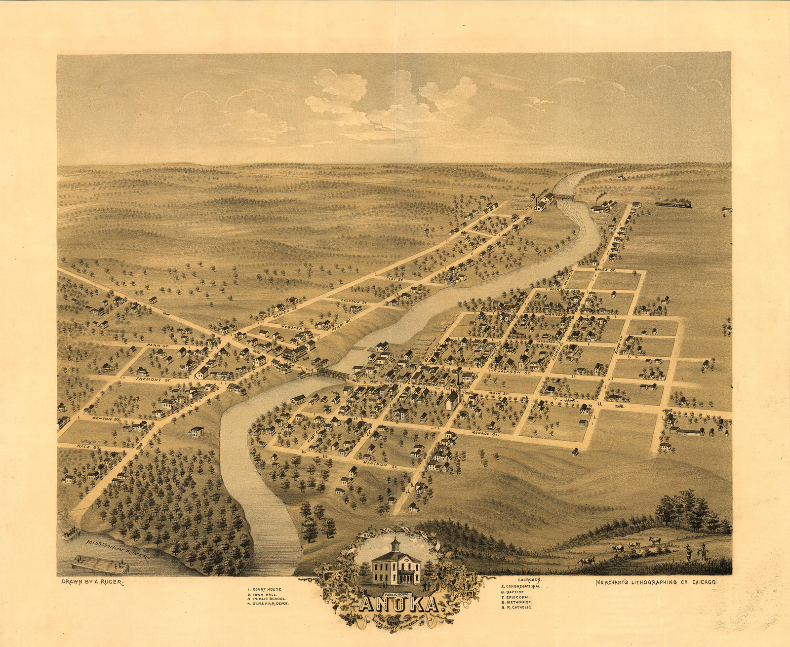 Anoka, Minnesota, 1869, 1869 — antique map