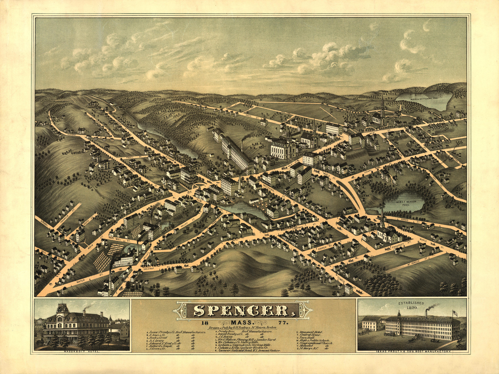 Spencer, Massachusetts, 1877, 1877 — antique map