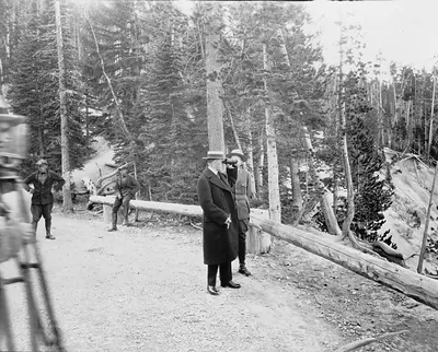Pres. Coolidge and Mr. Albright at Artists Point, Yellowstone National Park