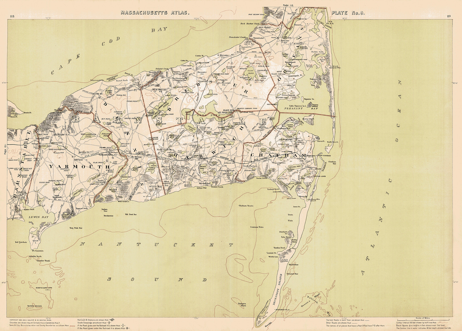 Map of Cape Cod, Massachusetts Atlas Plate No. 8 — antique map