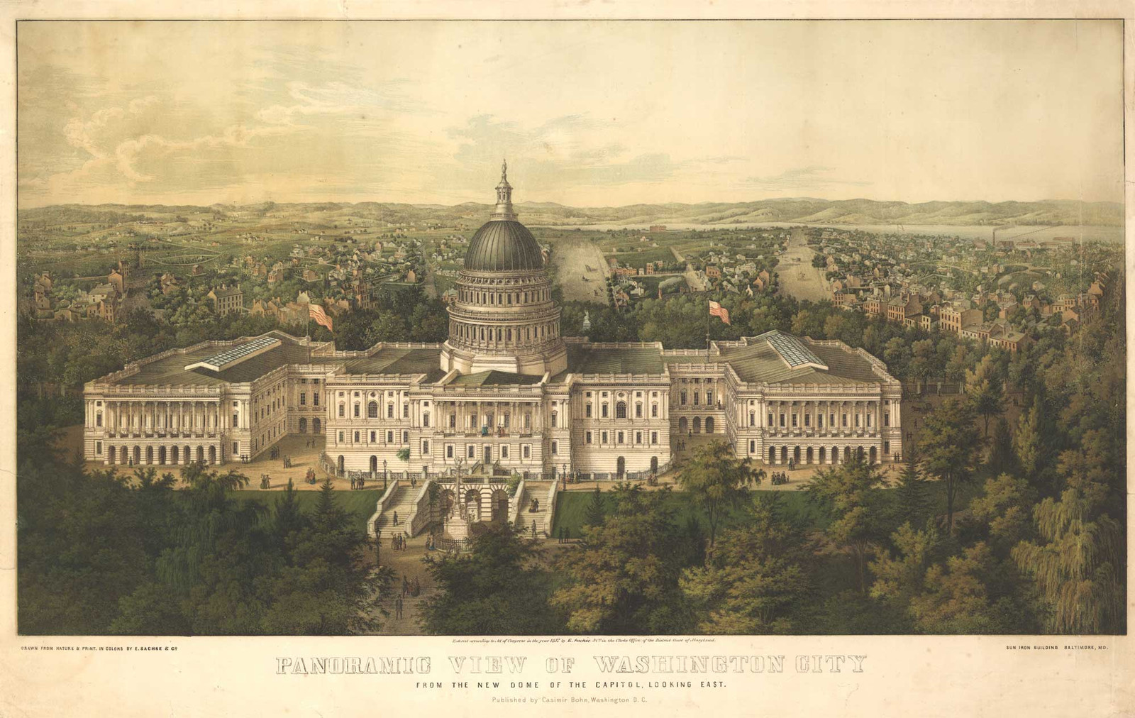 Panoramic View of Washington City from the New Dome of the Capitol, Looking East — historic image