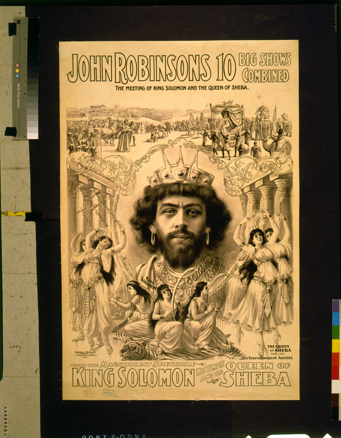 John Robinson's 10 big shows combined--The meeting of King Solomon and the Queen of Sheba [...], Cincinnati : Russell-Morgan Print, c1899. — vintage poster