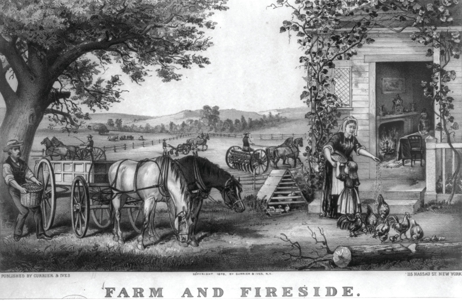 Farm and fireside, New York : Published by Currier & Ives, c1878. — antique lithograph