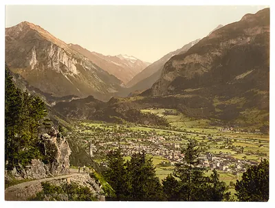 Meirngen looking towards the Haslital Bernese Oberland Switzerland