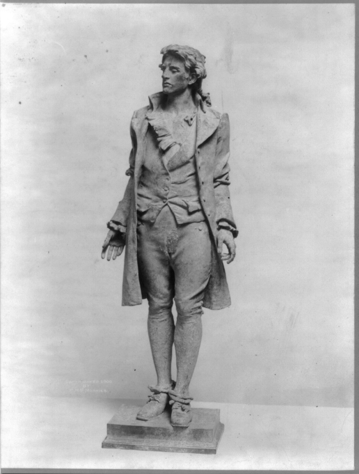 [Nathan Hale, 1755-1776, full-length portrait, standing, facing left, bound for execution] — historic photograph