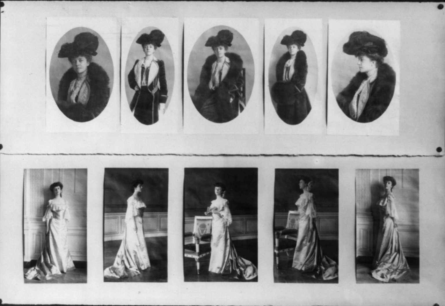 Alice Roosevelt Longworth photographs presentation display, [between ca. 1890 and ca. 1910] — historic photograph