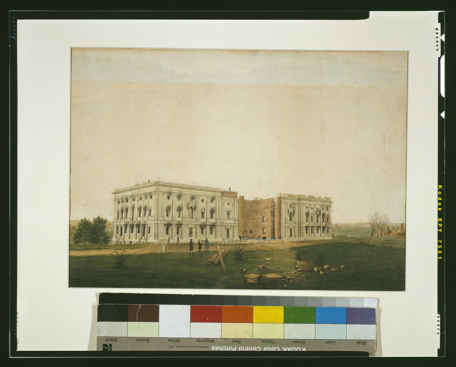 [U.S. Capitol after burning by the British], [ca. 1814] — historic drawing