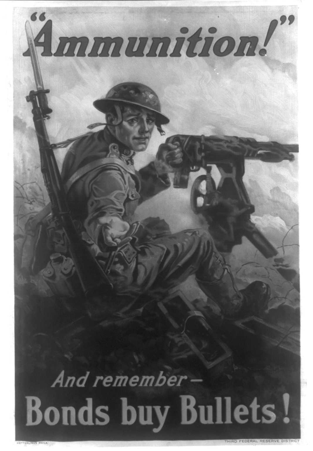 Ammunition! And remember - bonds buy bullets! / Vincent Lynel 1918., 1918 — vintage poster
