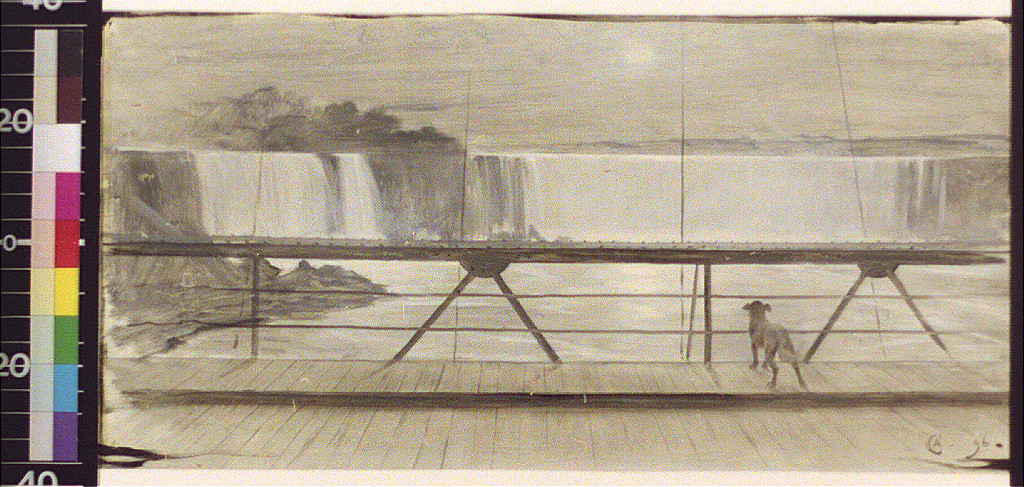 The falls from Suspension Bridge / A.C., 1 painting : oil. — historic image