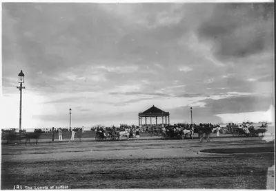 The Luneta at sunset, [park and bandstand, Manila, Philippines]