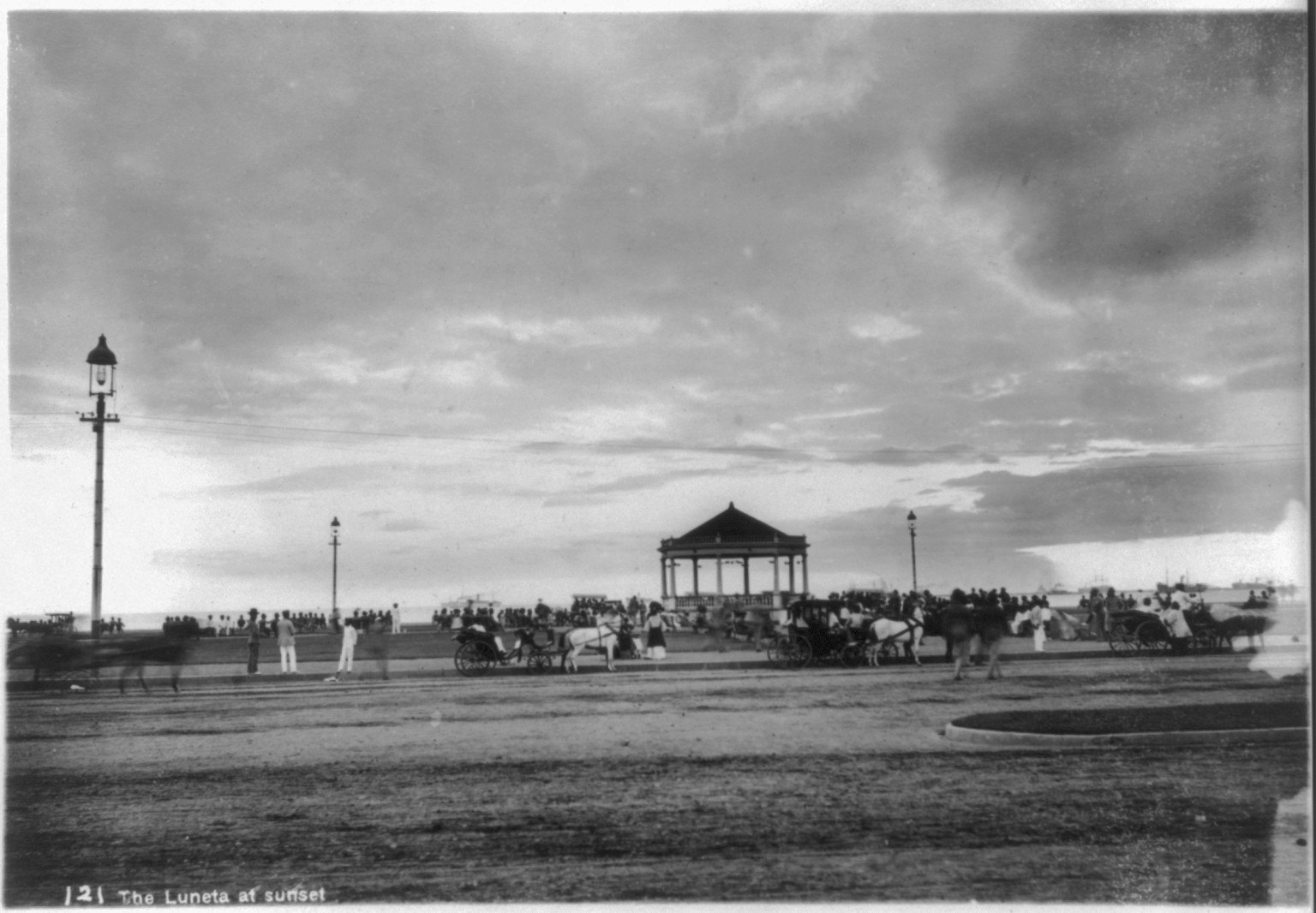 The Luneta at sunset, [park and bandstand, Manila, Philippines], [between 1900 and 1925?] — historic photograph