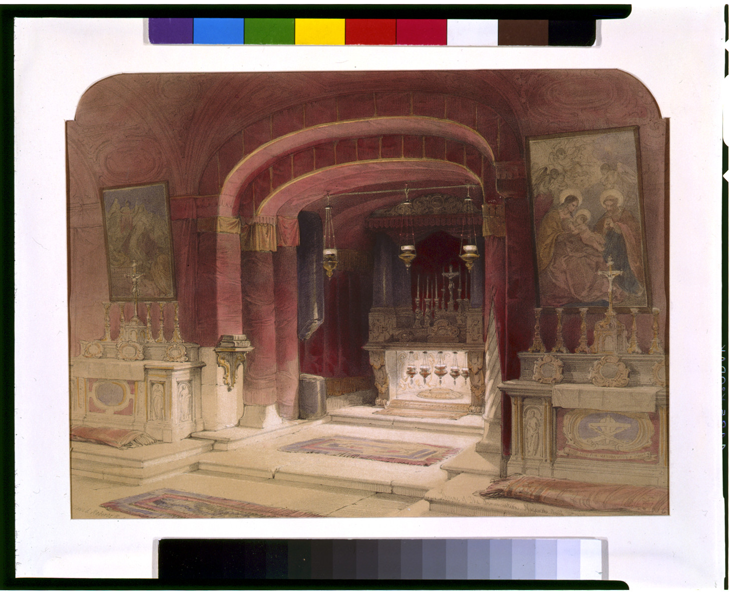 Shrine of the Annunciation Nazareth April 20th 1839 / David Roberts, R.A., [published 1842] — antique lithograph