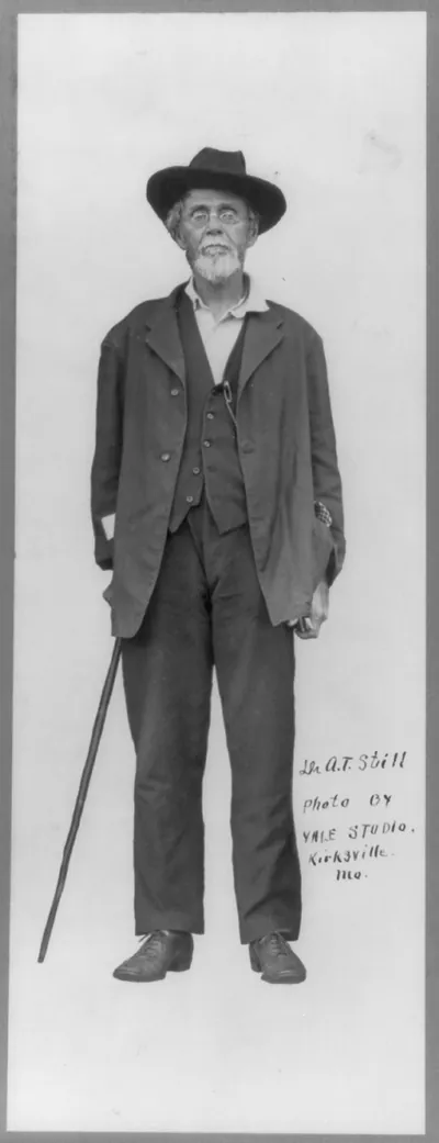 [Andrew T. Still, full-length portrait, standing with cane, facing front]