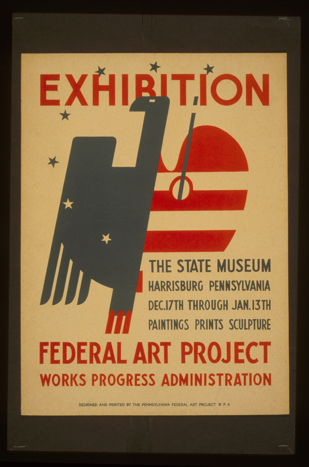 Exhibition The State Museum Harrisburg Pennsylvania (S) Paintings prints sculpture., 1936 — vintage poster