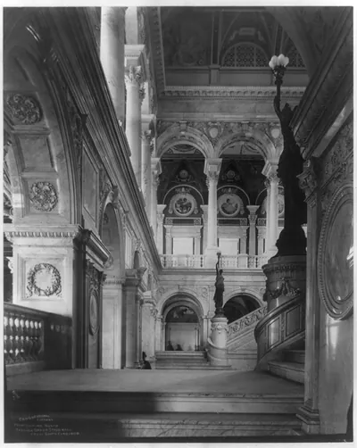Library of Congress: View looking north through Grand Stair Hall, from south corridor