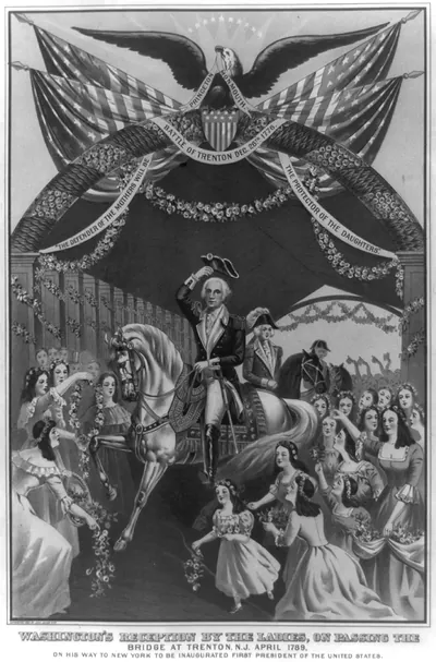 Washington's reception by the ladies, on passing the bridge at Trenton, N.J. April 1739