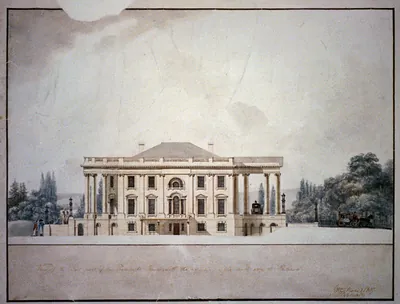 View of the east front of the President's House.