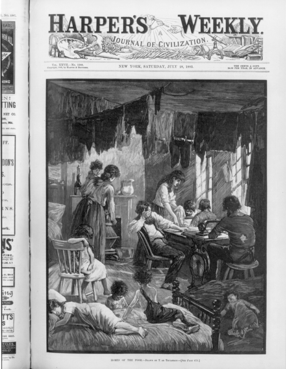 Homes of the poor / drawn by T. De Thulstrup., 1883 July 28. — antique engraving